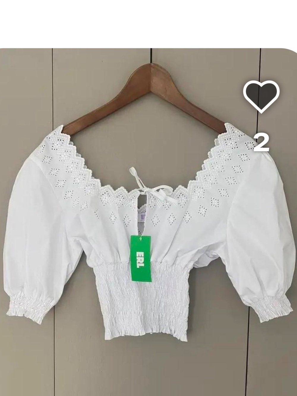 White Eyelet Off-Shoulder Smocked Crop Top
